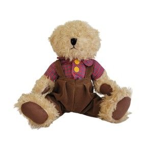 Good Stuff VTG Teddy Bear with Overalls and Plaid Shirt